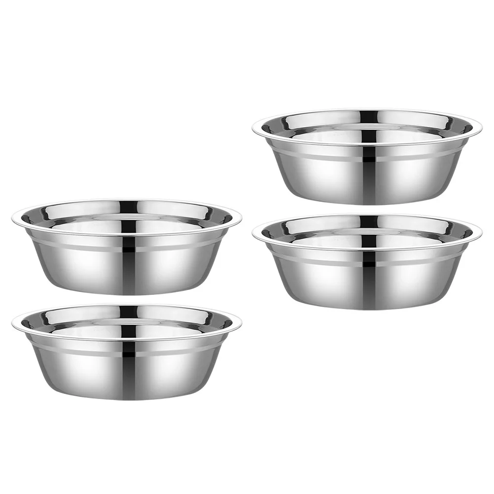 

4 Pcs Stainless Steel Soup Bowl Antiskid Dough Mixing Bowls Rice Prep For Kneading