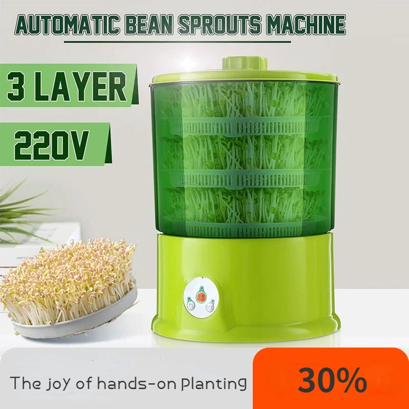 

3-Layer 220V Household Automatic Electric Bean Sprouts Machine Multifunctional Healthy DIY Bean Sprouts Seeds Growing Machine