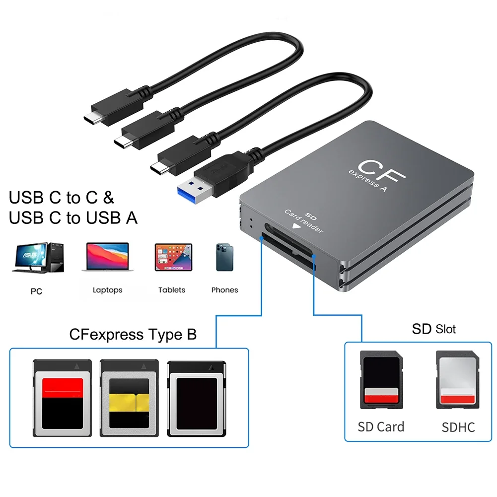 2 in 1 CFexpress A 타입 SD 카드 리더, USB 3.2 10Gbps 메모리 카드 리더, CF Express A 타입 어댑터, SLR용 듀얼 슬롯
