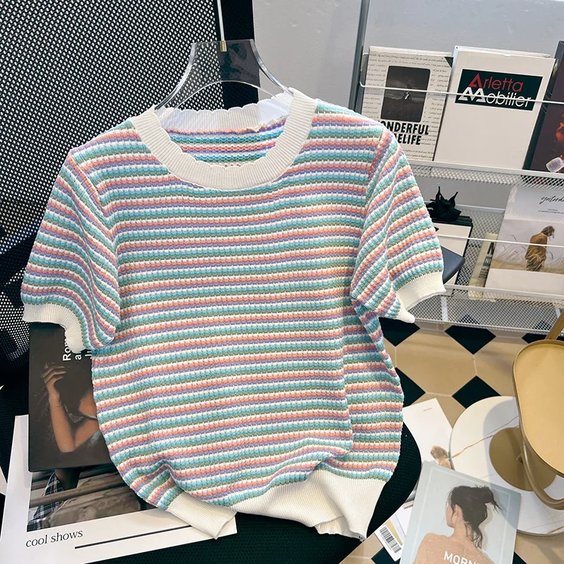 

Футболка женская трикотажная с коротким рукавом и круглым вырезом, V1214