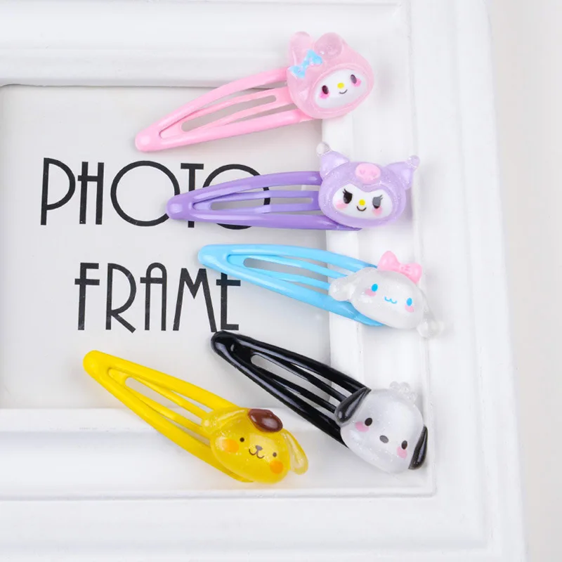 

Kuromis Sanrioed Drop Clip Thin Flash Transparent BB Clip Cute Girl Sweet Heart My Melodys Cinnamorolls Cartoon Hair Clip