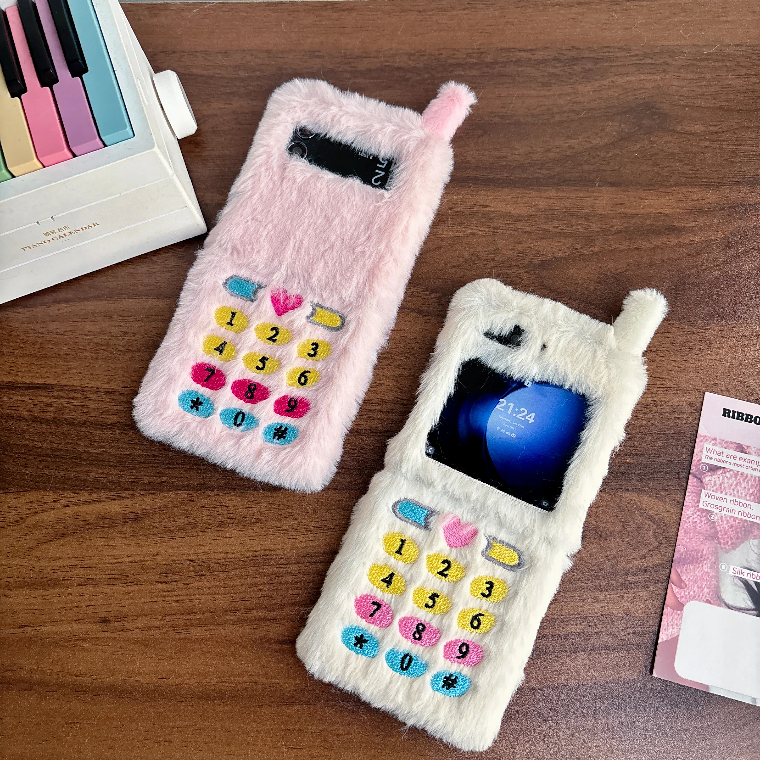 Colorful Plush Embroidered Phone Holder Case
