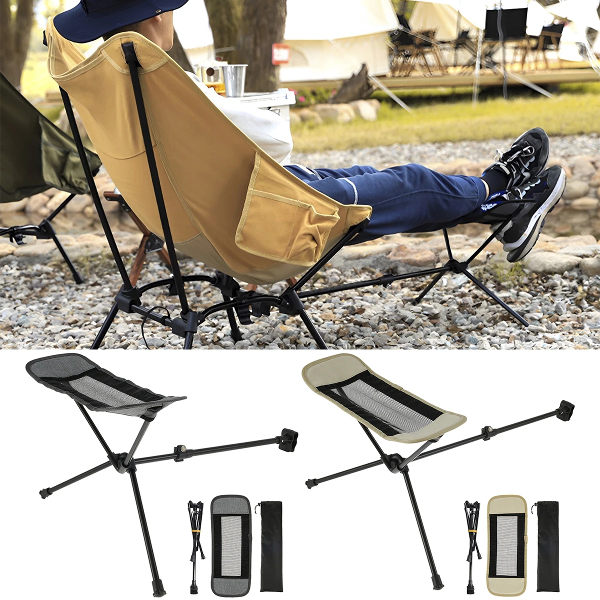 

New Camping Chair Foot Rest Foldable Camping Footrest Portable Camp Chair Footrest Retractable Camp Footrest Outdoor Hammock