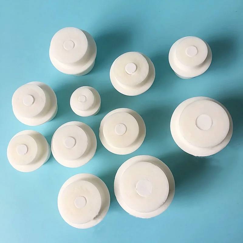 

5pcs Laboratory Silicone Bung With Hole Stoppers Airlock Bubbler Triangular flask plug stopper