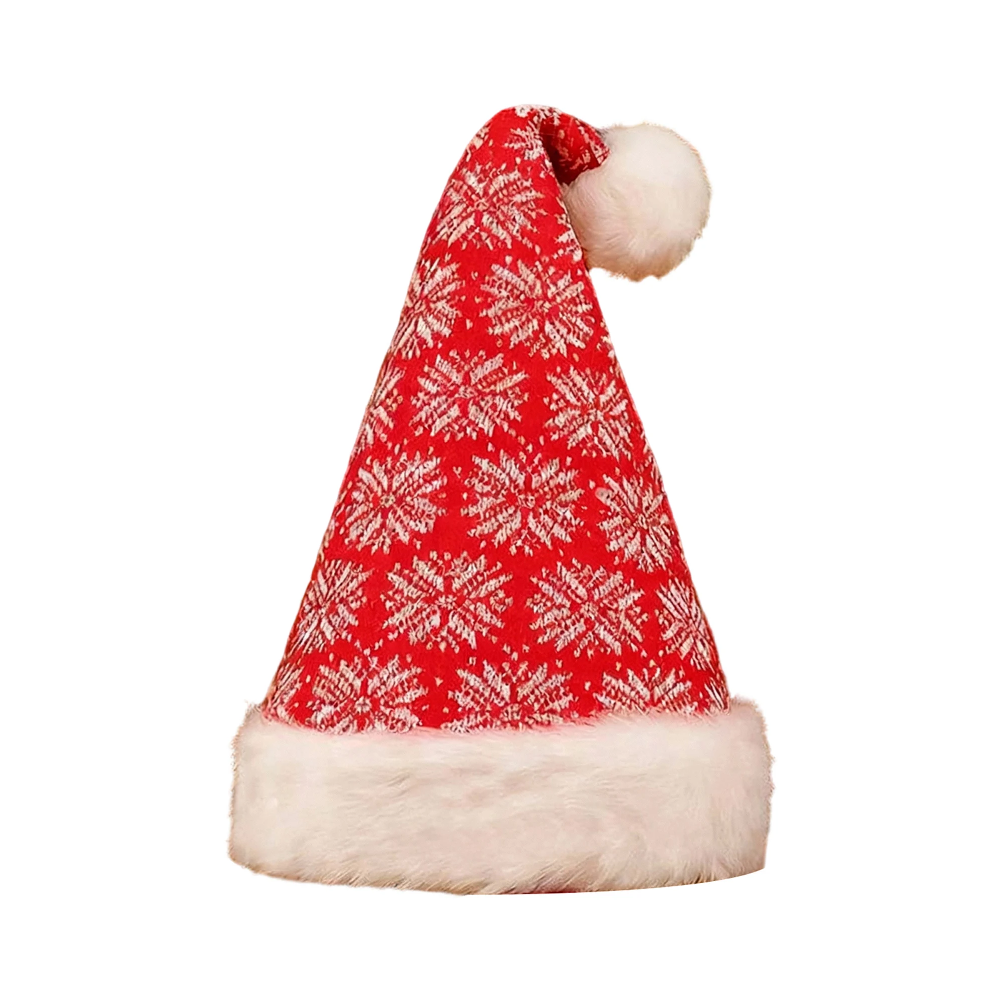 Festive Knit Christmas Hats for Adults Traditional Red and White Santa Claus Hat with Faux Fur Trim Winter Party Hat