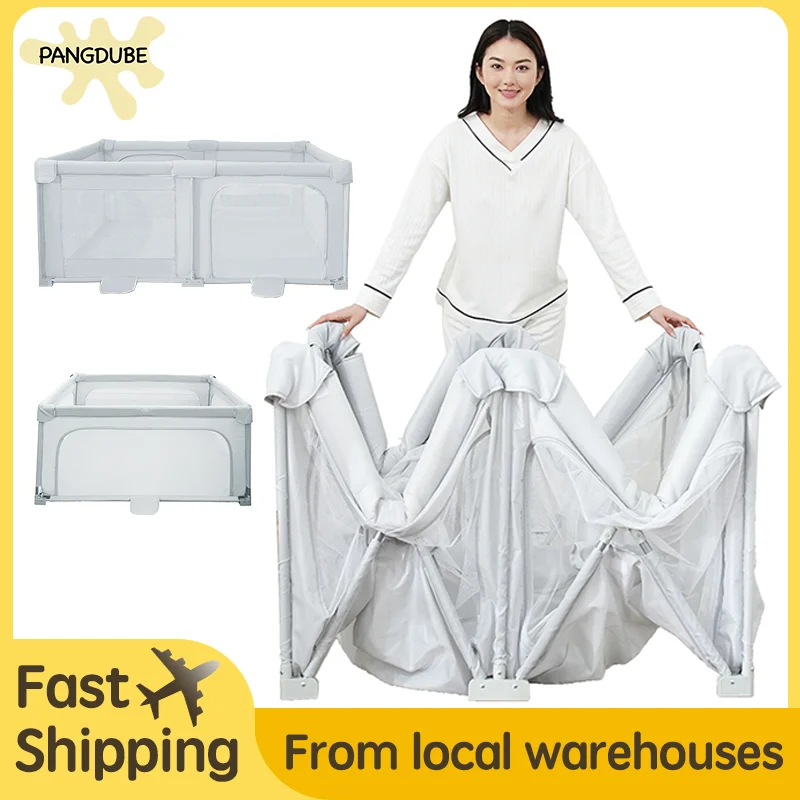 PANGDUBE Folding Baby Playground Baby Playpen Portable Activity Fence Thicken Pipes & Cloth Play Pen for Kids Games Park baby playpen