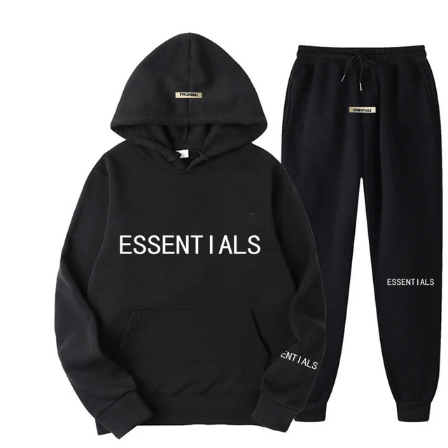 mens jogger sets Essentials Autumn Winter Men Women Hooded Sweatshirt Suit Pure Cotton Couple Jogging Sweatshirts Oversized Streetwear Tracksuit mens 2 piece set Men's Sets