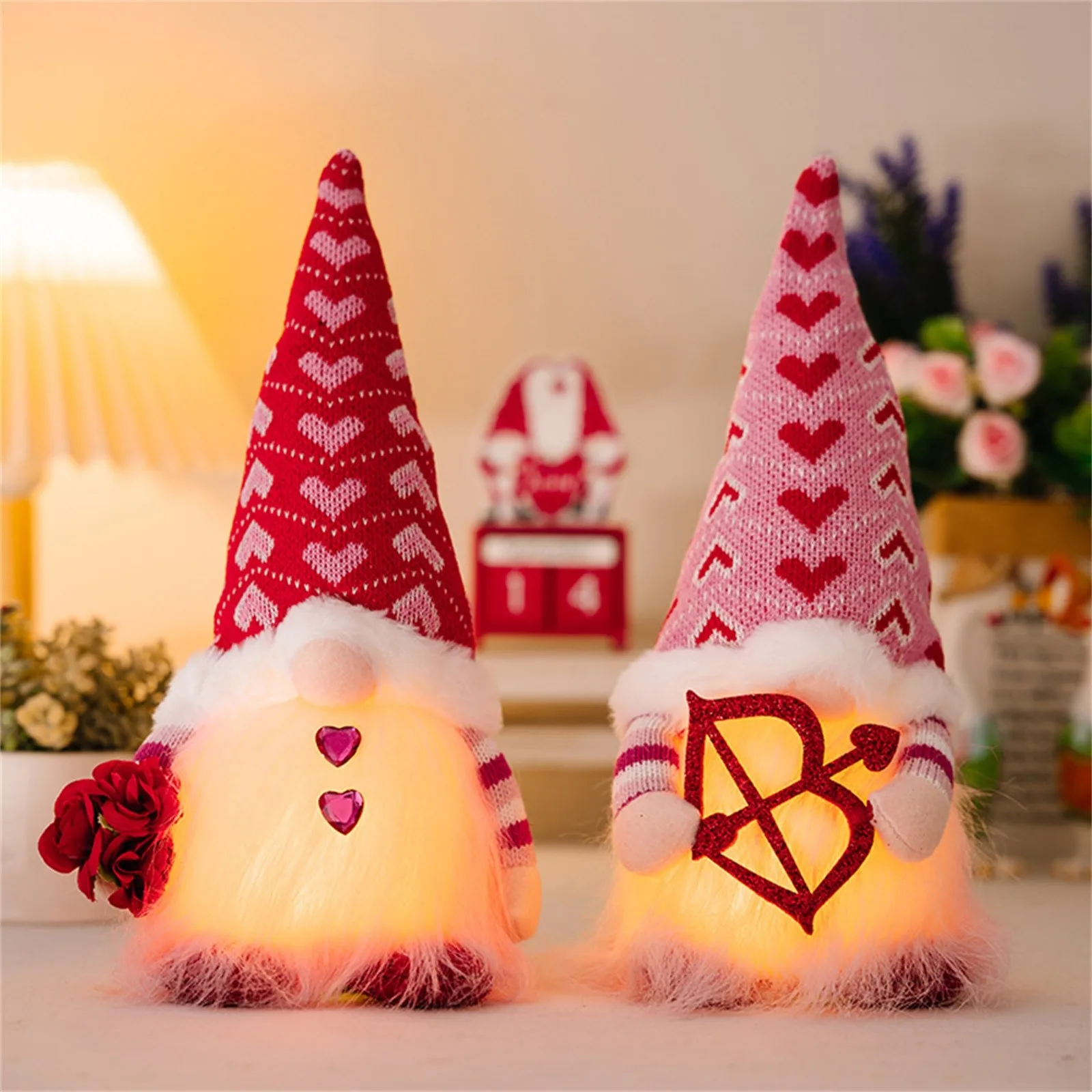 Valentine's Day Decorations Glowing Gnome Faceless Doll Ornaments Plush Knitted Love Faceless Dolls Holiday Party Surprise Gift 2