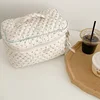 Cute Quilting Cotton Makeup Bag Women Zipper Cosmetic Organizer Female Cloth Handbag Box Shape Portable Toiletry Case For Girls 3