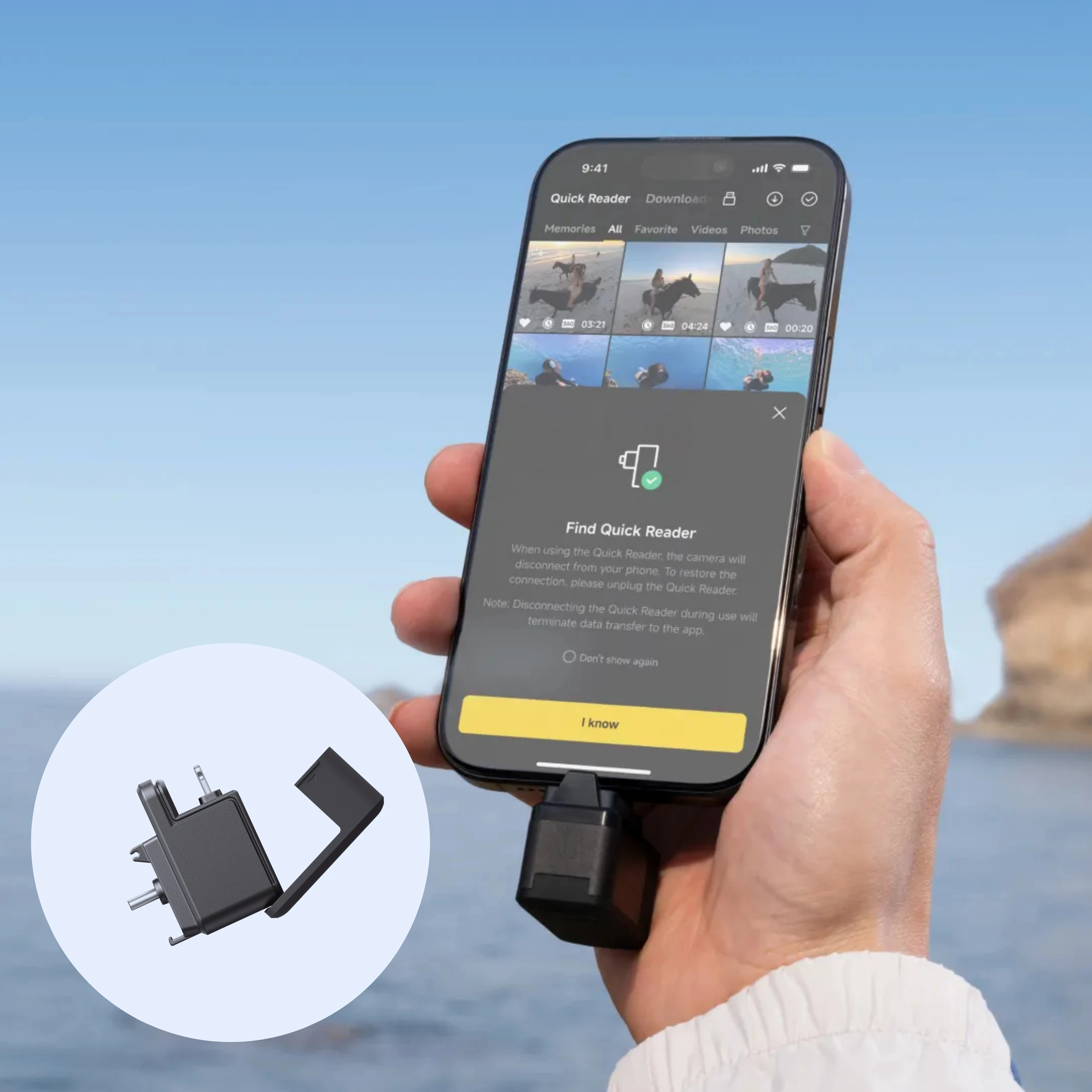 Insta360 X5/X4Air용 오리지널 퀵 리더, USB-3.0 대용량 파일 전송 장치, 더 빠른 데이터 전송 기능 탑재