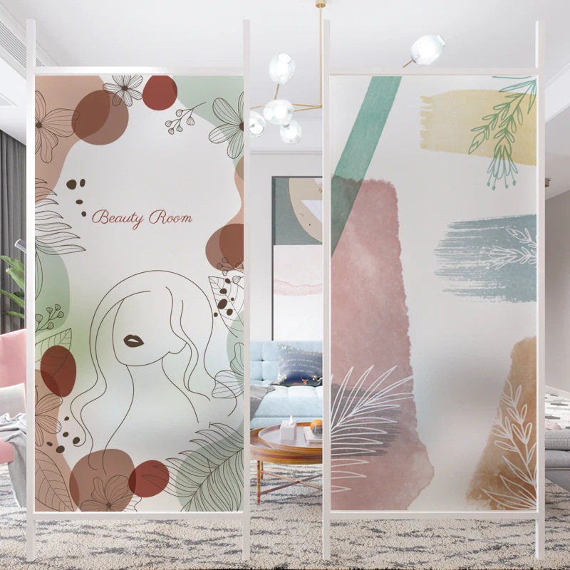 

Static Non-Marking Glass Film Bathroom Balcony Window Window Decals Sticker Geometric Simplicity Anti-Light Transmission Opaque