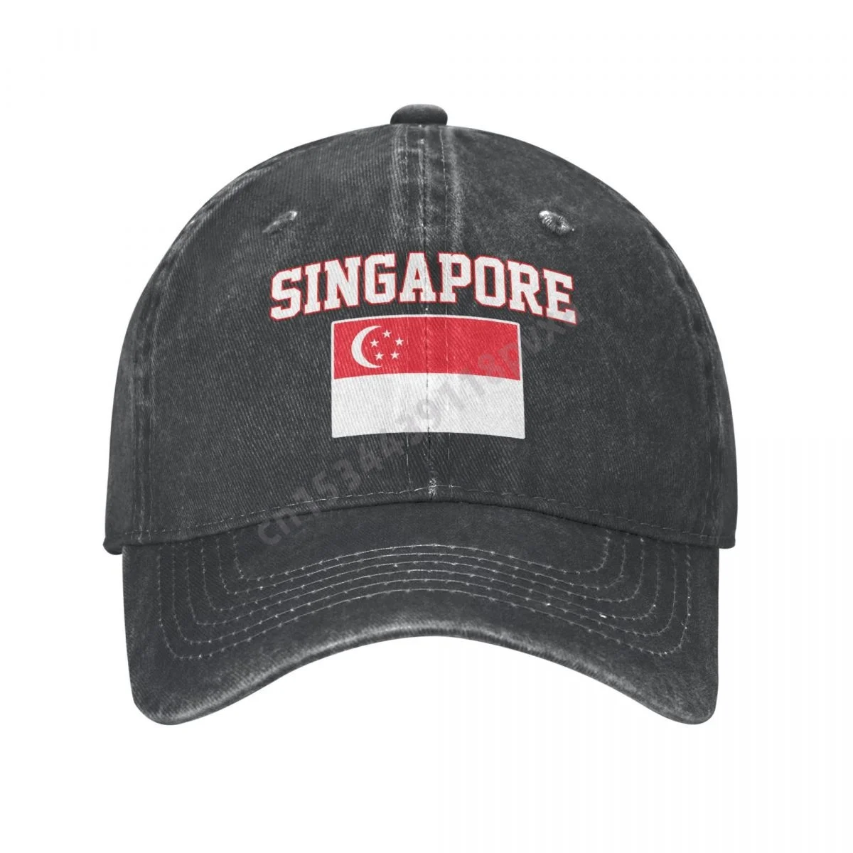 

Singapore Flag Singaporean Unisex Adult Charcoal Washed Denim Baseball Cap Men Classic Vintage Cotton Dad Trucker Hat