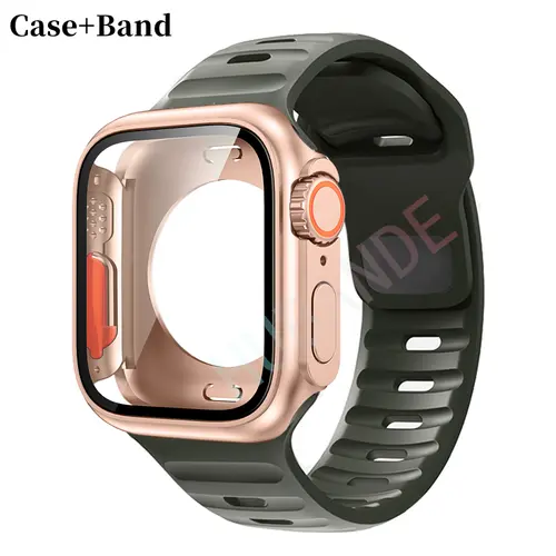 Silicone strap For Apple Watch 44mm 45mm 41mm 40mm Bracelet+Screen protectores Change to Ultra For iWatch Series 9 8 7 SE 6 5 3 - Image 18