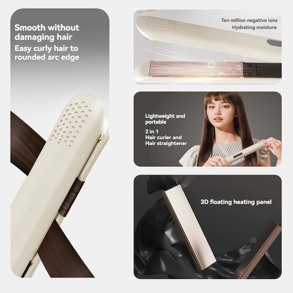 New 2 in 1 Professional Hair Straightener with 4 Gears Heat Ceramic Ionic Fast Heat-Up Negative Ion Hair Flat Iron Lcd Display 4