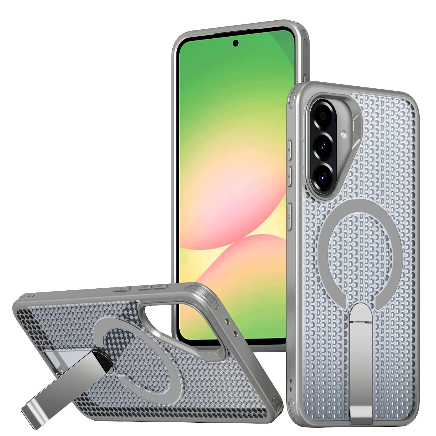 Heat Dissipation Breathable Magnetic Wireless Charging Phone Case with Holder