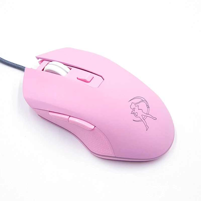 Wired Luminous Pink Gaming Mouse para Meninas Acessórios para Computador Bonito Periférico 1600 Dpi Uthai-db49 - Imagem 4