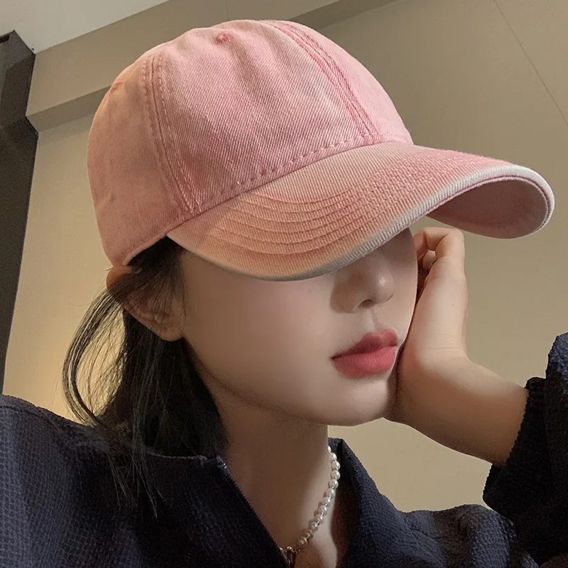 

Wide Brim Baseball Caps for Women Men Washed Tie Dye Sun Hat Korean Fashion Vintage Visors Outdoor Adjustable Hip Hop Casual Hat