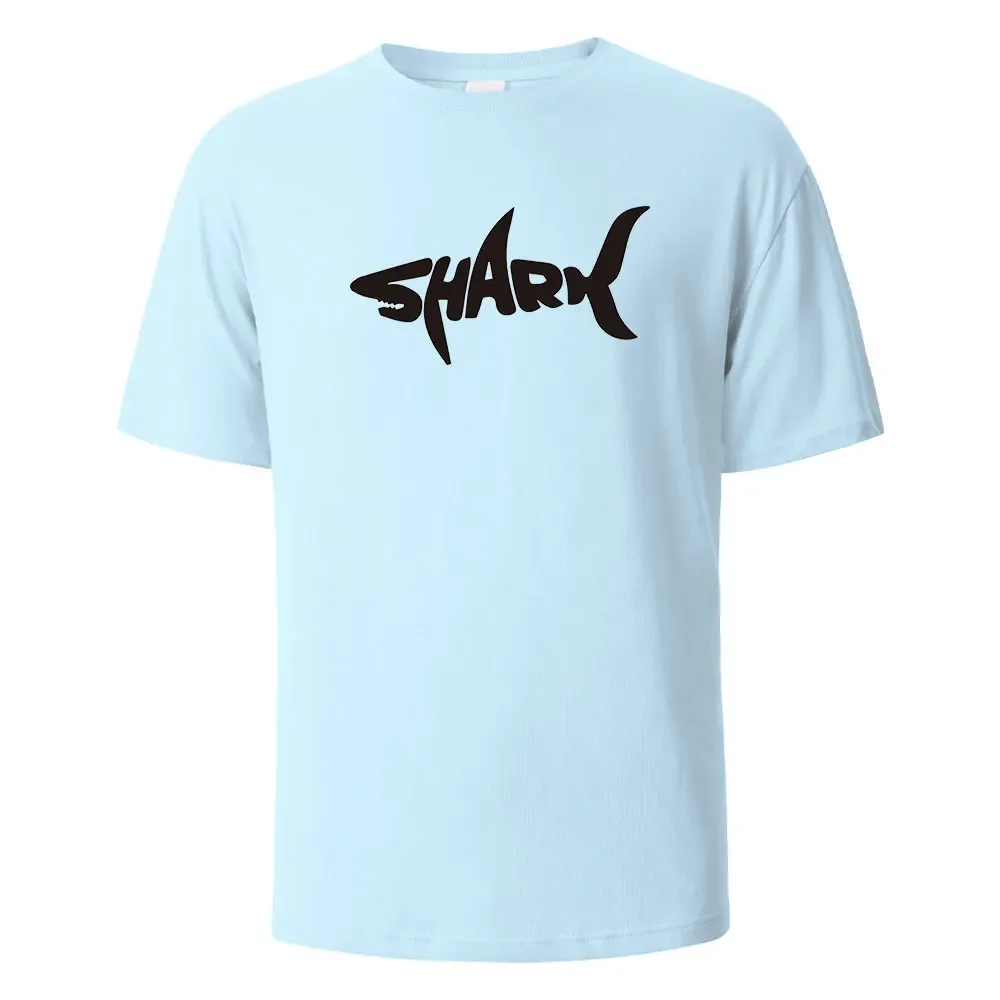 thumbnail image 1 of Camiseta con estampado de tiburón, 100 % algodón, camisetas de verano para hombres y mujeres, camisetas informales de gran tamaño, 1 of 5