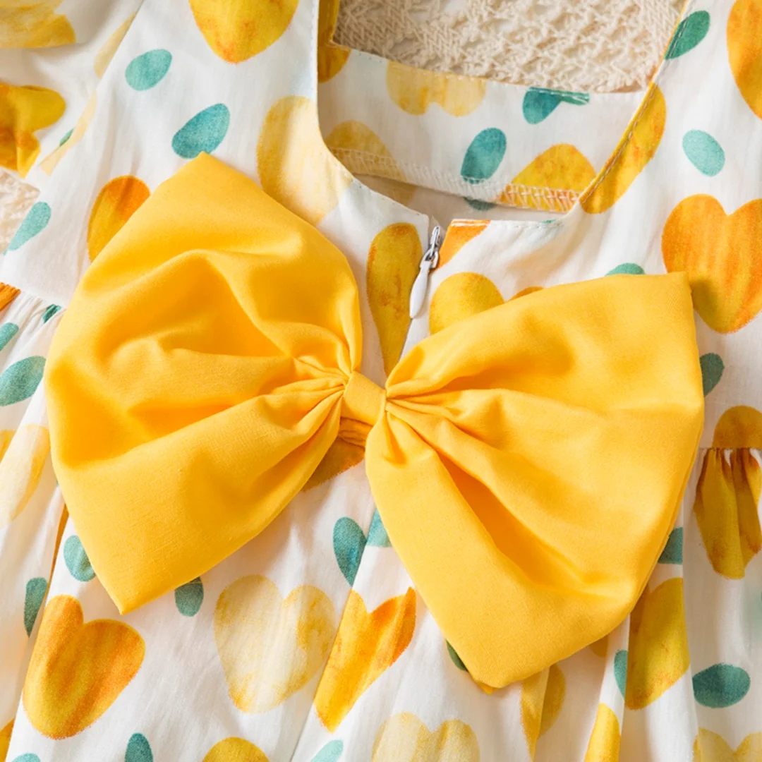 فستان بناتي صيفي بطبعة قلب