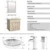 24" Bathroom Vanity Sink Combo Wall Mounted Natural Cabinet Vanity Set Brown Round Tempered Glass Vessel Sink Top, W/ORB Faucet 3