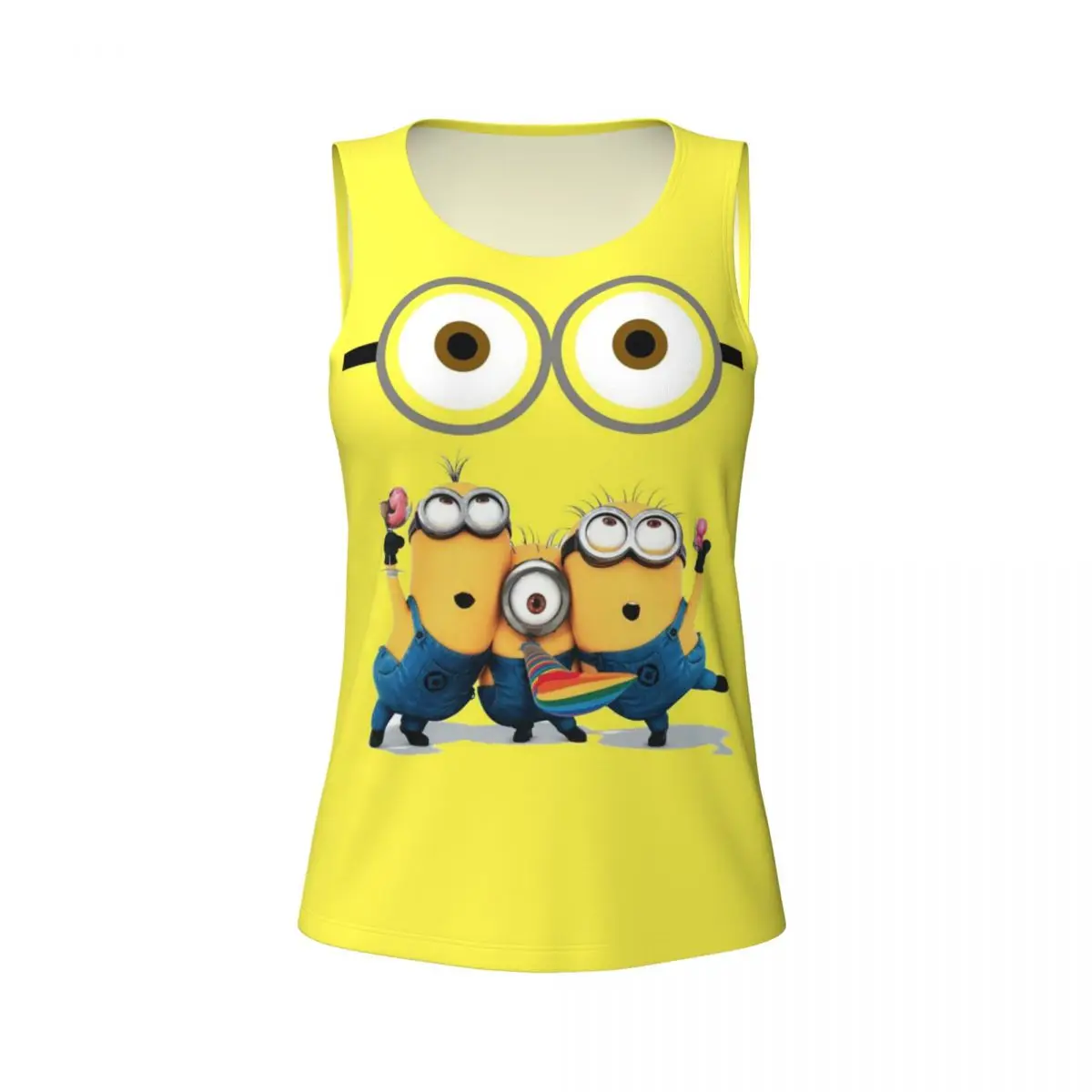 Minions Animes Workout Tank Tops Women Quick Dry Sleeveless Yoga Shirt