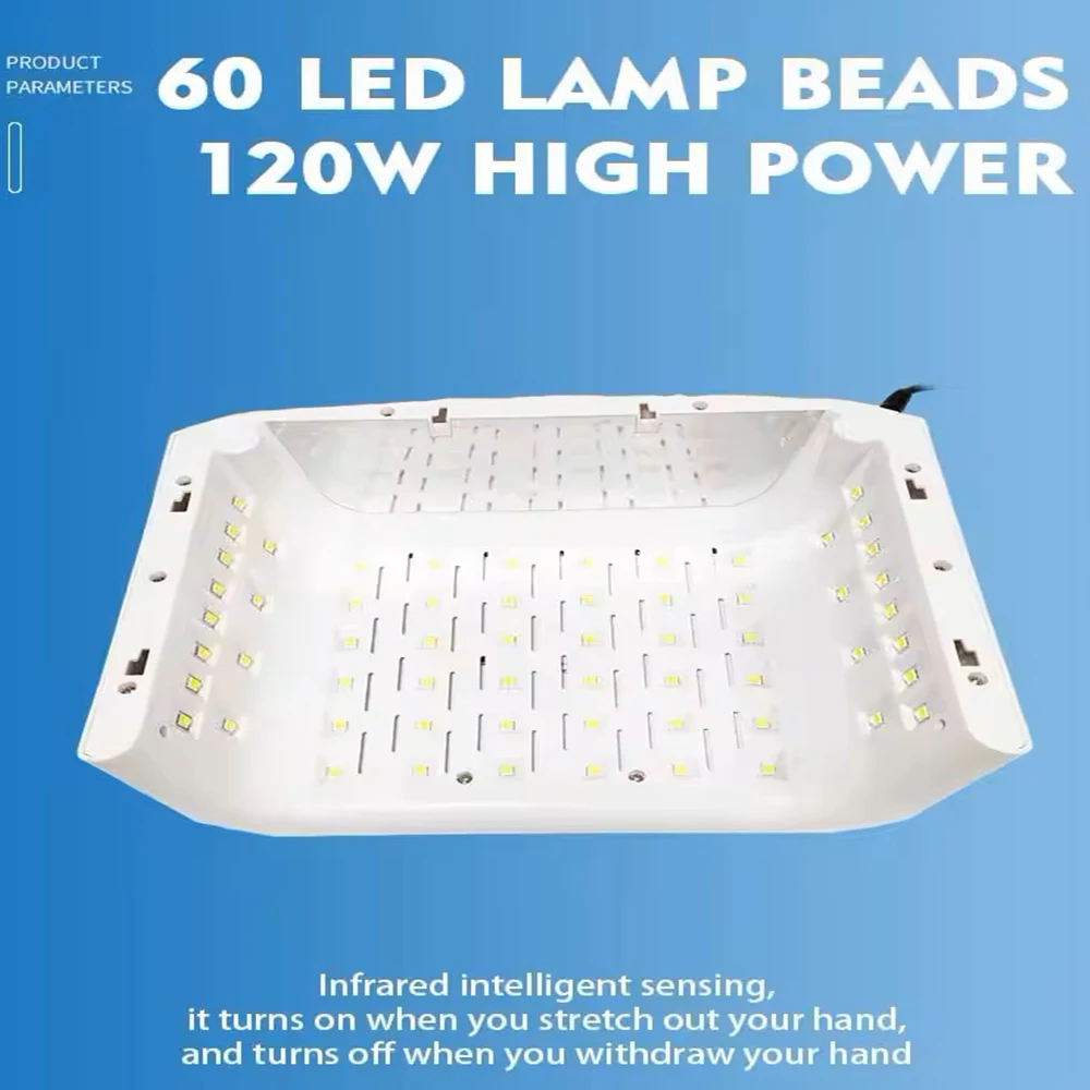 120w Two Hand Nail Lamp No Battery Quick Curing Nail Dryer 60 Beads Led Nail Lamp with Mobile Holder for Professional Manicure 4