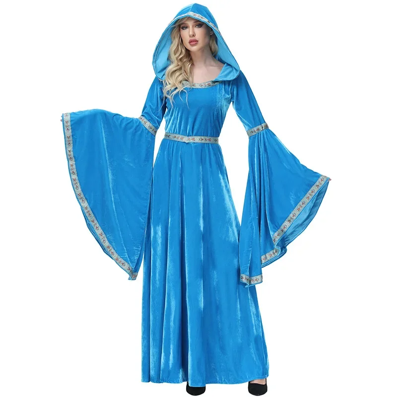 

Halloween Medieval Retro Dress Blue Court Cosplay Costume