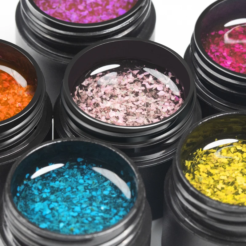 Dried Flower Gel Nail Polish Natural Flower Sequins Gel Polish Soak Off UV Nail Gel DIY Painting Nail Art Varnishes For Manicure