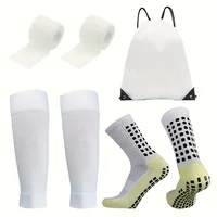 Ensemble d'équipement de football 4 pièces, chaussettes antidérapantes, couvre-chaussettes, sac, bandage 3