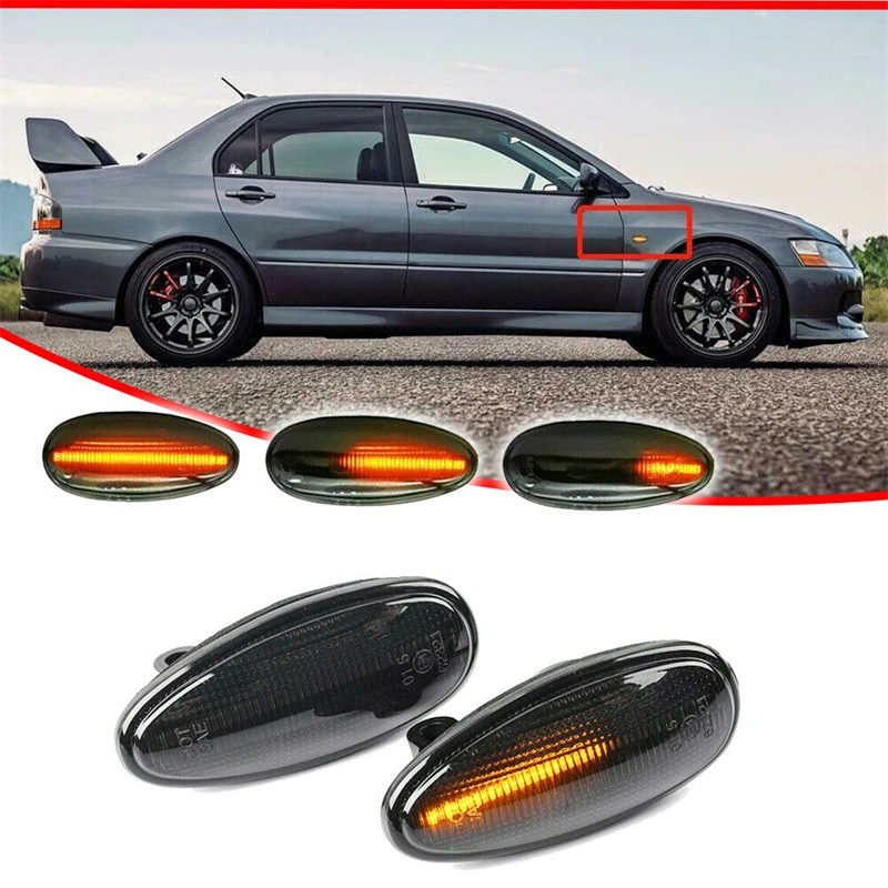 

Dynamic Smoke LED Side Marker Light Turn Signal Lamp Side Fender Indicator For Mitsubishi Outlander 2003-2006 Lancer EVO
