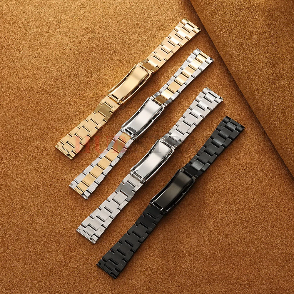 Curved End Stainless Steel Watch Band Bracelet