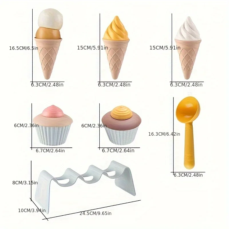 thumbnail image 1 of Kids Beach Toys, Play House Play Sand, Wheat Grass Material, Cute Ice Cream Toys, Fun Beach Play Sand Worker Set, Christmas Gift, 1 of 6