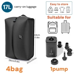 Travel Essentials Vacuum Storage Bags: Compression Packing Cubes & Clothes Organizer (4 bag 1 pump)