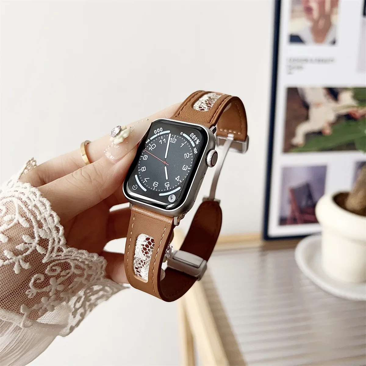 Watch Band For iWatch 42/44/45/46/49mm 38/40/41mm PU Leather Fashion Watch Strap For Watch Series Ultra2 Series 10/9/8/7/6/5/4/3/2/1_voghion.com