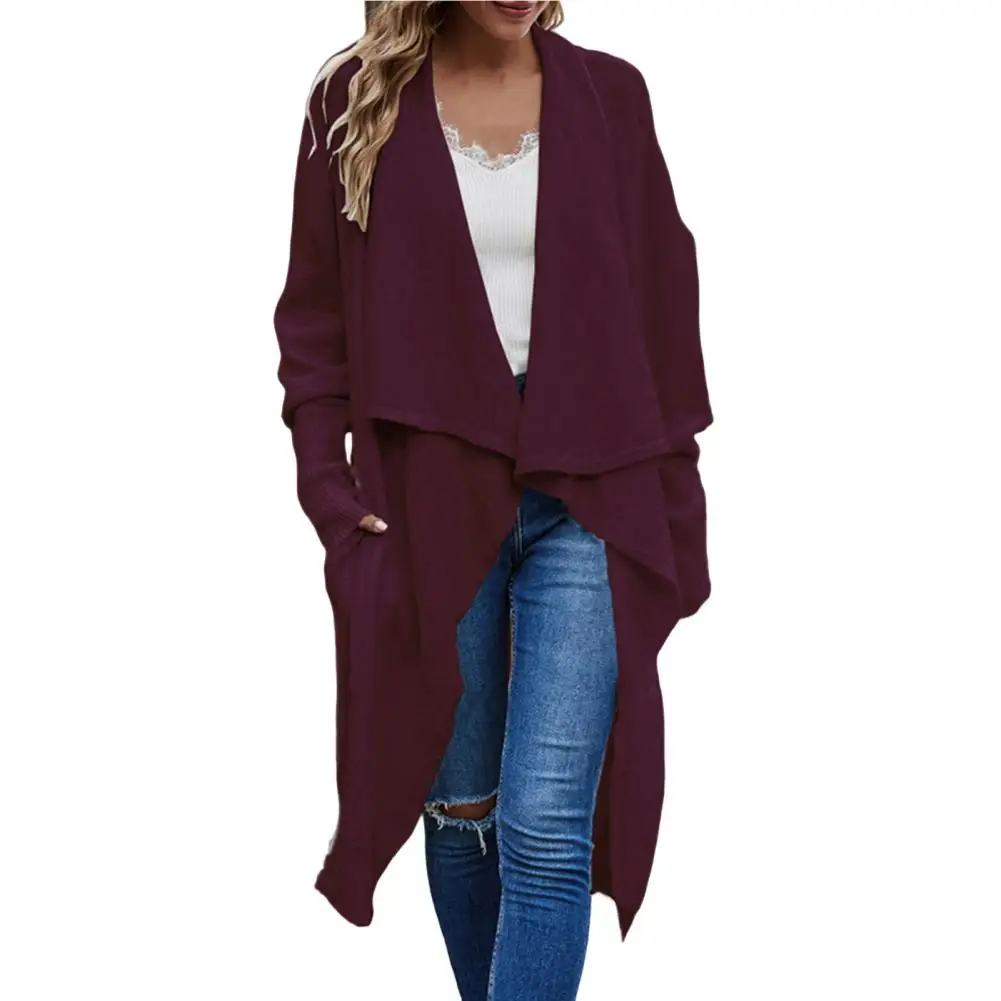 

Модная женская верхняя одежда, свитер, воротник шарфа, ветрозащитное пальто, Простой повседневный длинный кардиган