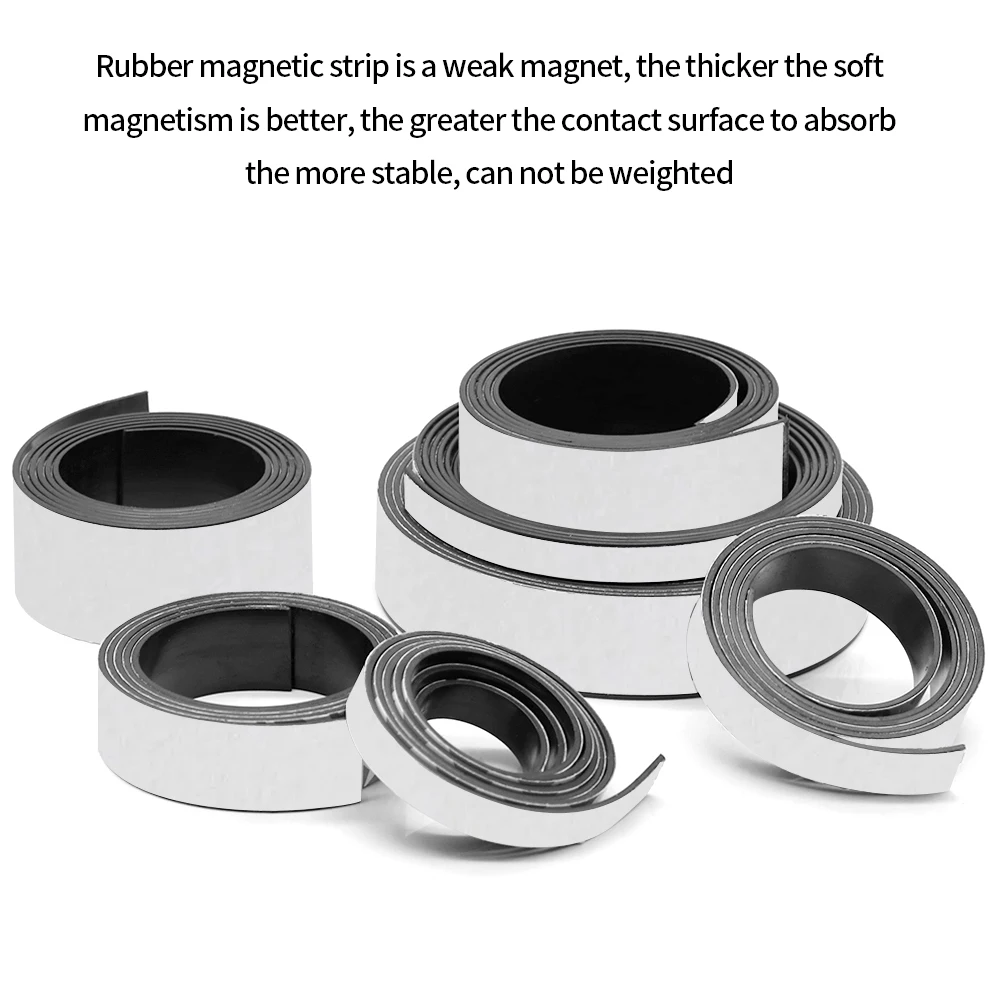 Adhesive Magnetic Tape 1Meter Self Adhesive Rubber Magnet Tape Strong Flexible Magnet Stripe for Refrigerator Photo Posters 39.37inch