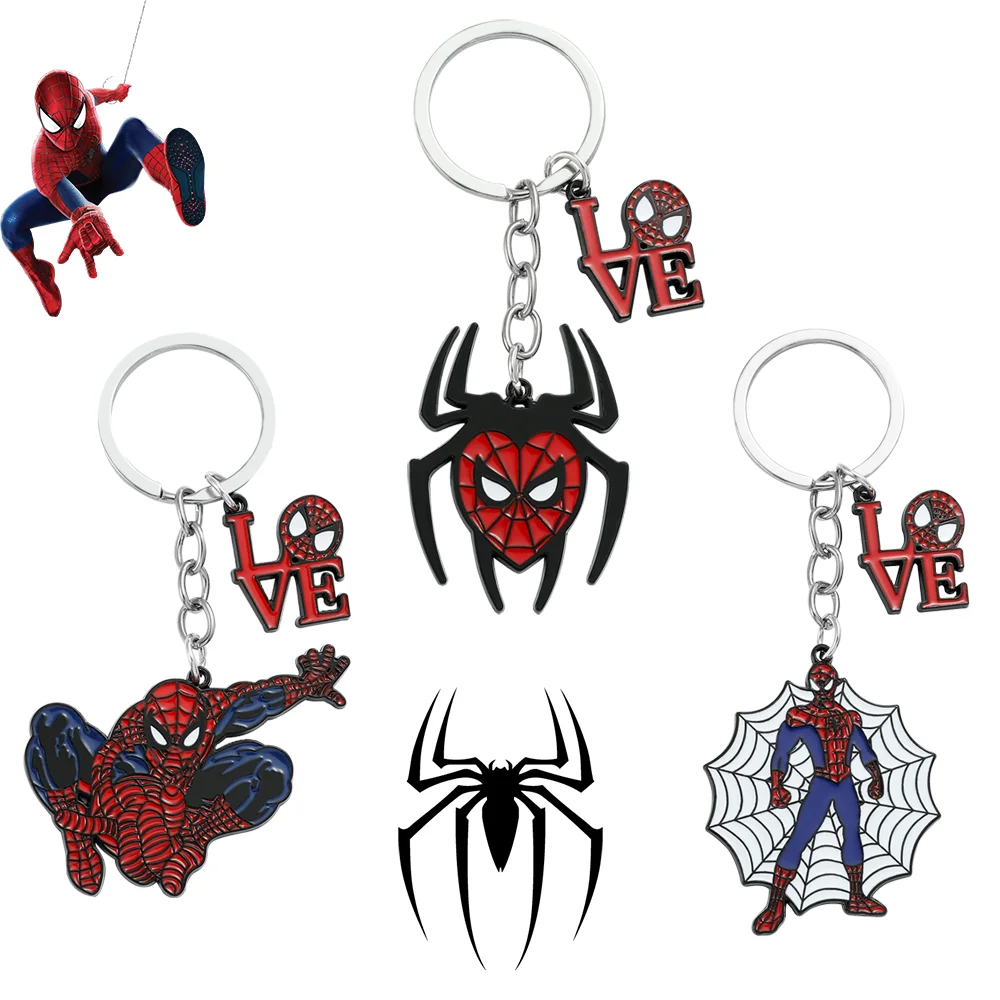 

Marvel Superhero Spiderman Keychain Avengers Trend Figure Metal Enamel Badge Pendant Keyring Key Holder Jewelry Accessories