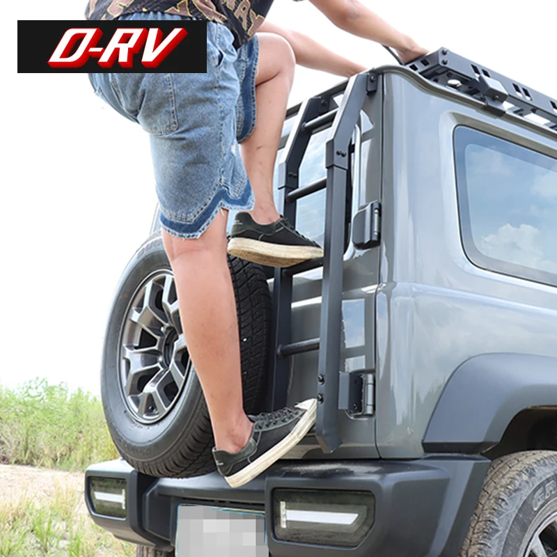 Car Rear Tail Door Ladder Climbing For Suzuki Jimny JB64 JB74W Black Aluminum Exterior Accessories car ladder