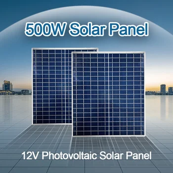 500W/1000W 12V Photovoltaic Solar Panel Power Bank Kit 100A Controller Solar Plate for Home/Camping/RV/Car Fast Battery Charger 1