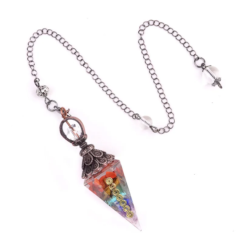 Resin 7 Chakras Pendant Pendulum for Divination Dowsing Reiki Healing Point  Dowsing Yoga Wiccan Witchcraft Spiritual Pendulos 5