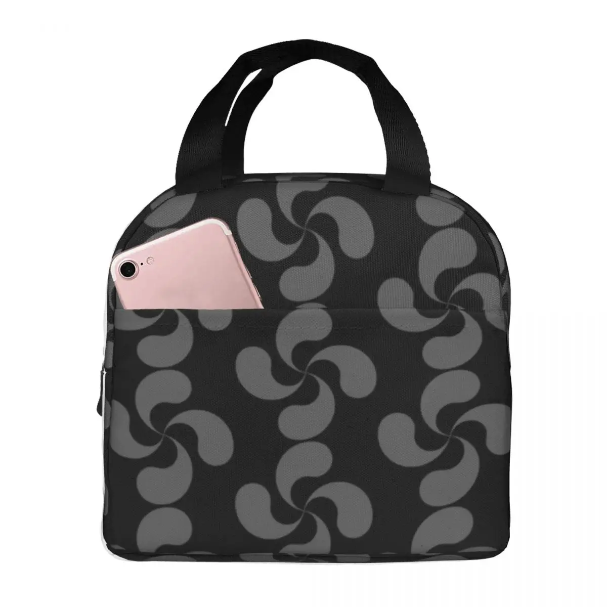 

Basque Cross Lauburu Black, White And Gray Thermal Insulated Lunch Bag Insulated bento bag Meal Container Bento Pouch High