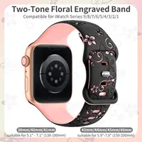 Engraved Strap For Apple Watch Band 40mm 41mm 45mm 44mm 49mm 38mm Silicone Correa Bracelet iwatch Series 9 8 7 6 5 4 SE Ultra 2 - Image 2