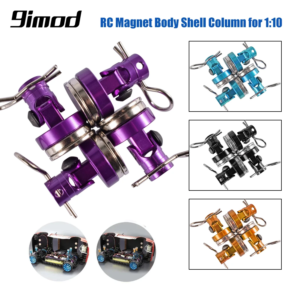 Pilipane RC Stealth magnético, 4 Piezas de Poste magnético del Cuerpo de RC, Columna magnética Invisible magnética Compatible con SCX10 4WD HSP 1/10 RC Coche con Ranura(Azul