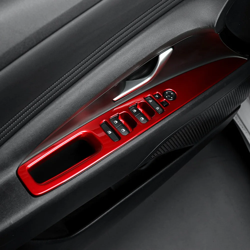 

Red Car Inner Window Button Armrest Decoration Cover For Hyundai Elantra CN7 N Lift Glass Switch Panel Trim Interior Mouldings