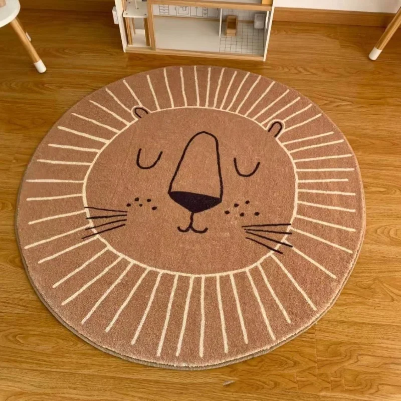 INS Cartoons Mat for Children 100cm Baby Play Mat Round Carpet Lion Playmat Newborn Photography Props Living Room Carpet