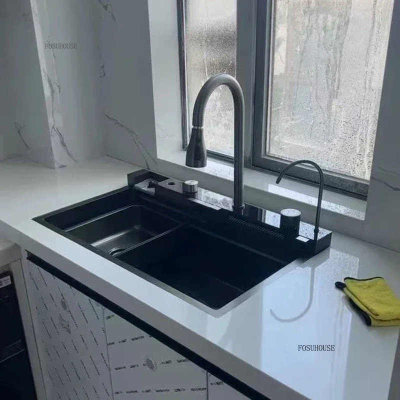 Digital Display Kitchen Sink with Waterfall 5