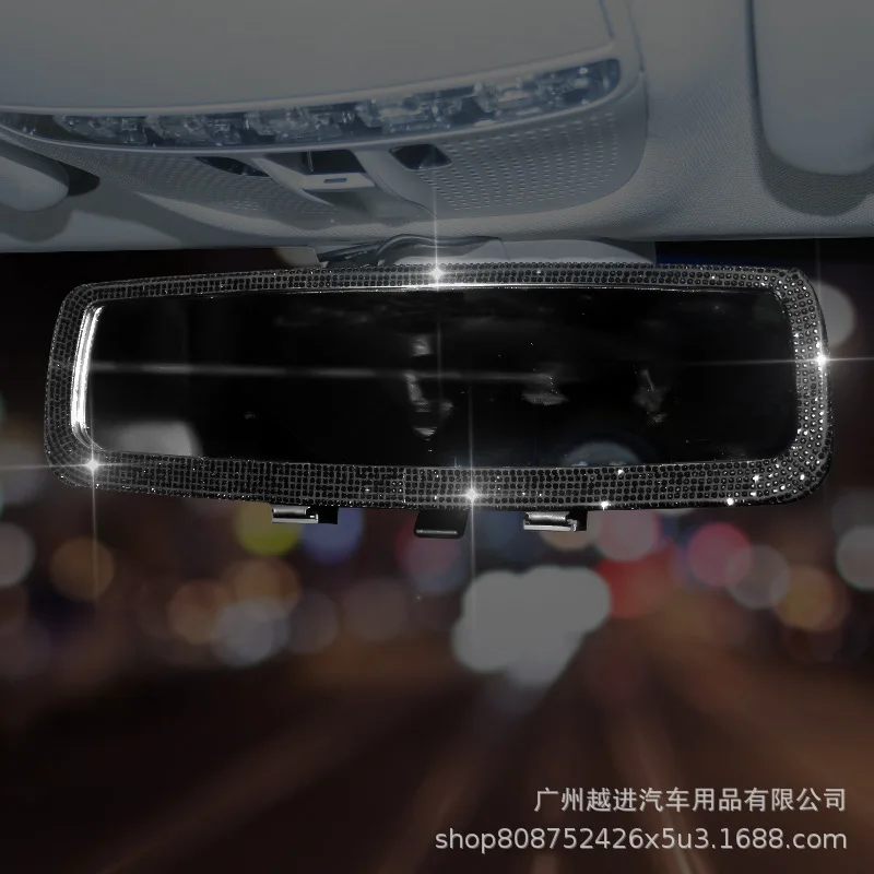 Bling Rhinestone Car Interior Rearview Mirror Cover Crystal Diamond Car Rear View Mirror Decoration Auto Accessories Women rearview mirror cover