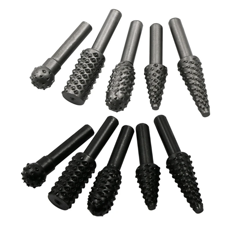 

5PCS 1/4'' Drill Bit Rotary Rasp File Set for Woodworking Knife Carving