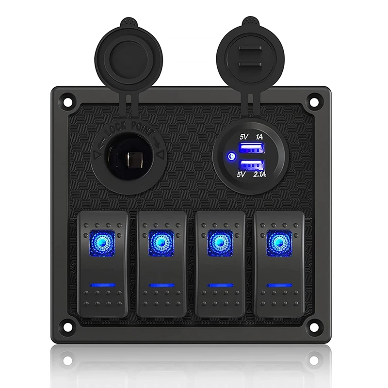 Marine Boat Switch Panel Waterproof,12/24v 4 Groups With Dual Usb Slots