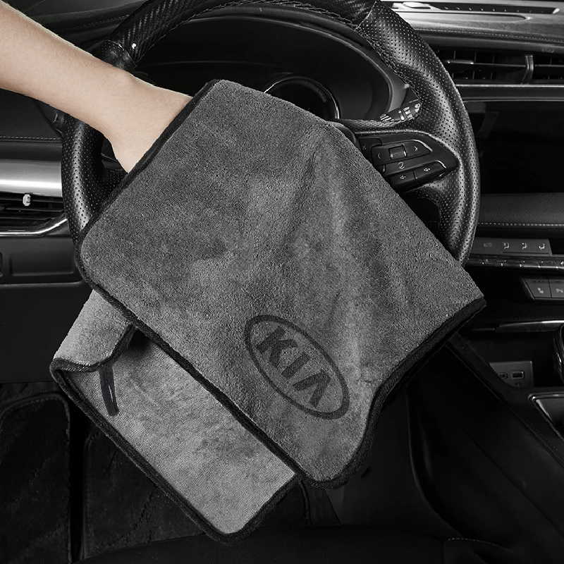 Car Wash Microfiber Towel Auto Emblem Cleaning Drying Rag Cloth For Kia K3 K5 Rio Picanto Ceed Sportage Cerato Soul
